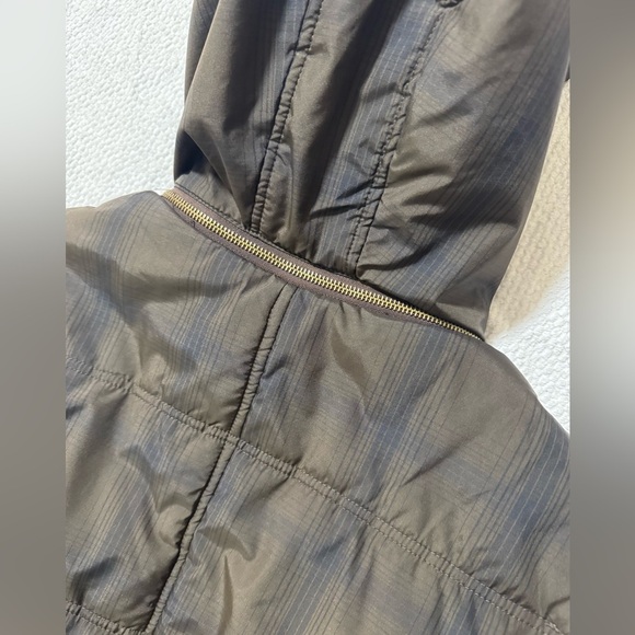 Vintage Structure Men’s Large Brown Nylon Puffer Vest Plaid Hooded Zip Pockets - Picture 11 of 11